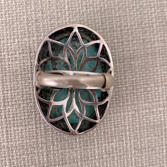 Monumental Turquoise & Sterling Silver Statement Ring - Picture 3 of 4